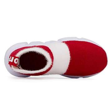 Casbeam Boys and Girls Breathable Lightweight Fashion Casual Sports Walking Shoes Running Sneakers High Top Red White Little Kid Size 13