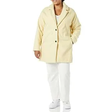 Amazon Essentials Women's Teddy Bear Fleece Oversized-Fit Lapel Jacket (Previously Daily Ritual), Butter Yellow, Small