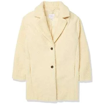 Amazon Essentials Women's Teddy Bear Fleece Oversized-Fit Lapel Jacket (Previously Daily Ritual), Butter Yellow, Small