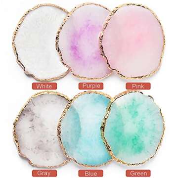 Resin Nail Art Palette, Nail Painting Mixed Color Palette, Gilded Edge Nail Gel Color Makeup Display Board Pallet (White)