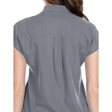 niaahinn Scrubs Set for Women Nurse Uniform Jogger Suit Stretch Top & Pants with Multi Pocket for Nurse Doctor Esthetician Workwear (gray, Small)