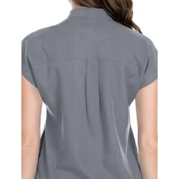 niaahinn Scrubs Set for Women Nurse Uniform Jogger Suit Stretch Top & Pants with Multi Pocket for Nurse Doctor Esthetician Workwear (gray, Small)