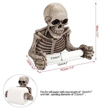 OwnMy Skull Toilet Paper Holder Wall Mount Toilet Tissue Roll Paper Storage Holder Skeleton Tissue Towel Shelf Rack - Bathroom Resin Tissue Roll Holder Wall Decoration for Halloween Ghost Festival