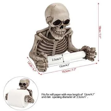OwnMy Skull Toilet Paper Holder Wall Mount Toilet Tissue Roll Paper Storage Holder Skeleton Tissue Towel Shelf Rack - Bathroom Resin Tissue Roll Holder Wall Decoration for Halloween Ghost Festival