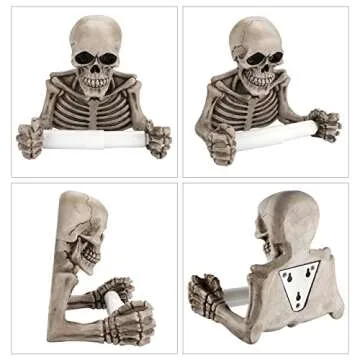 OwnMy Skull Toilet Paper Holder Wall Mount Toilet Tissue Roll Paper Storage Holder Skeleton Tissue Towel Shelf Rack - Bathroom Resin Tissue Roll Holder Wall Decoration for Halloween Ghost Festival