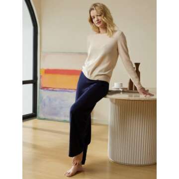 EURKEA Cashmere Blend Trousers for Women in Navy Blue
