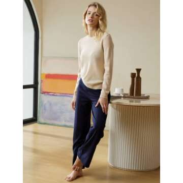 EURKEA Cashmere Blend Trousers for Women in Navy Blue