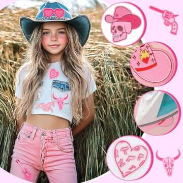 60pcs Western Iron On Patches for Girls - DIY Fun!