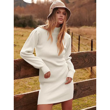 Women's Long Sleeve Turtle Neck Bodycon Sweater Mini Dress 2024