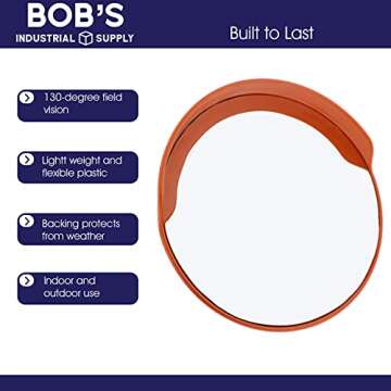 BISupply Safety Convex Mirror – 23 Inch Large Round Outdoor Mirror Blind Spot Mirror for Driveways, Stores, and Office