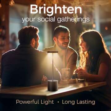 P-Maggia Pack of 2 Cordless Table Lamps, 3 Color Stepless Dimming, 5000mAh Rechargeable Battery Operated Touch Lamp, Outdoor Cordless Lamp, for Dining Room, Living Room, Bedroom, Restaurant, Patio