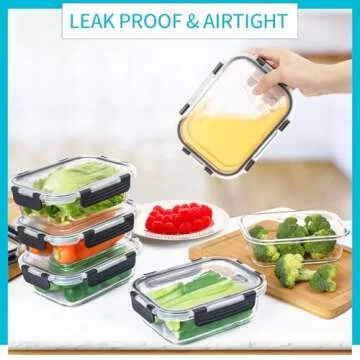 Skroam 10 Pack Airtight Glass Meal Prep Containers