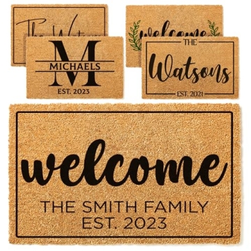 Custom Welcome Doormat with Family Name & 6 Designs, Personalized DoorMat, Housewarming Gift - Door ...