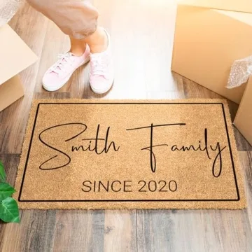 Custom Welcome Doormat with Family Name & 6 Designs, Personalized DoorMat, Housewarming Gift - Door Mat with Anti-Slip Backing, Customize Doormat Outdoor Indoor Entrance