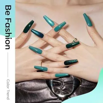 modelones Ethereal Green Gel Nail Polish Set - 6 Colors Mermaid Lagoon Dark Green Gel Polish Kit Turquoise Glitter Gel Polish Soak OFF LED St. Patrick's Day Manicure Nail Art Gel Salon DIY Gift