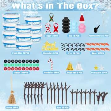 Snowman Crafts for Kids, 10 Pack Christmas Craft DIY Snowman Kit, Build a Snowman Kit Indoor Decorat...