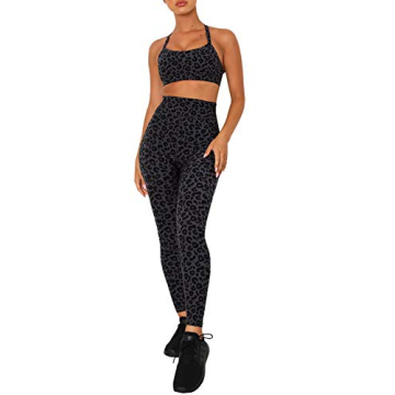 Stylish Leopard Print Workout Set with High Waist Leggings