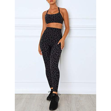 Stylish Leopard Print Workout Set with High Waist Leggings
