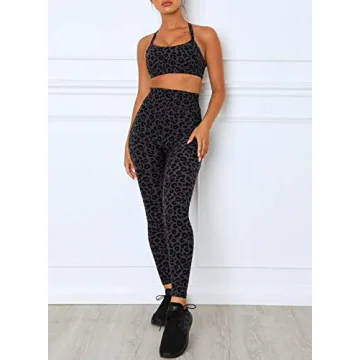 Stylish Leopard Print Workout Set with High Waist Leggings