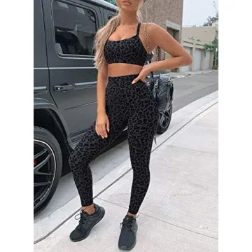 Stylish Leopard Print Workout Set with High Waist Leggings