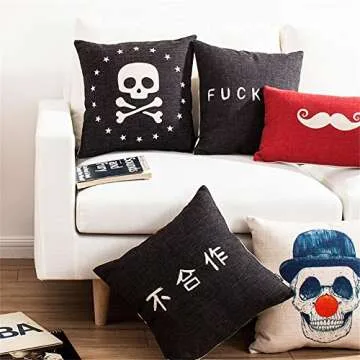 Stylish MR FANTASY Gothic Decorative Pillow Cover 18X18 in Black