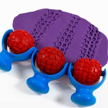 READY 2 LEARN Palm Dough Rollers - 3 Easy to Hold Arts and Crafts Tools for Kids - Set 2 - DIY Textured Patterns in Dough, Clay and Paint