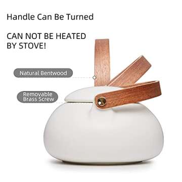 ZENS Modern Japanese Teapot with Infuser, 27oz Matte Ceramic Teapot with Tea Strainer for Loose Leaf Tea Steeper, Wood Handle White Japanese Teapots Hot Tea Brewer Pot for Women Tea Lovers Gifts