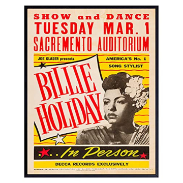 Billie Holiday Poster Wall Art & Decor - LARGE 11X14 - Vintage Concert Posters - African American Wa...