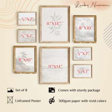 Vintage Wall Art French Country Decor - Set 8 Light Color Vintage Art Botanical Art Prints Gallery W...