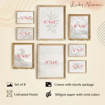 Vintage Wall Art French Country Decor - Set 8 Light Color Vintage Art Botanical Art Prints Gallery W...