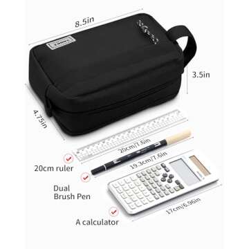 Sooez Big Capacity Pencil Pen Case, Upgraded Canvas Pencil Pouch Large Pencil Bag Organizer, Separate Compartments Easy Grip Handle, Aesthetic Supply for School Teens Adults, Mint Green