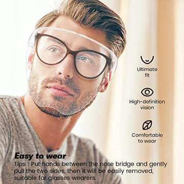 Wattne Face Shield, Clear Safety Face Shields with Frame Detachable Full Face Protective Reusable Goggle Shield Anti-spitting Fog & Scratch Resistant Suitable for Indoor and Outdoor Activities