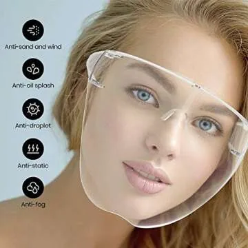 Wattne Face Shield, Clear Safety Face Shields with Frame Detachable Full Face Protective Reusable Goggle Shield Anti-spitting Fog & Scratch Resistant Suitable for Indoor and Outdoor Activities