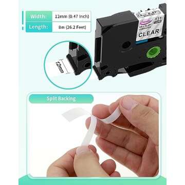 Anycolor TZe-131 Laminated Clear Label Tape 5-Pack