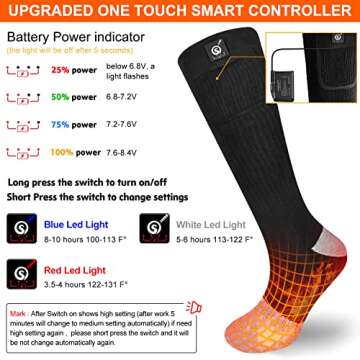 Upgraded Rechargeable Electric Heated Socks,7.4V 2201mAh Battery Powered Cold Weather Heat Socks for...