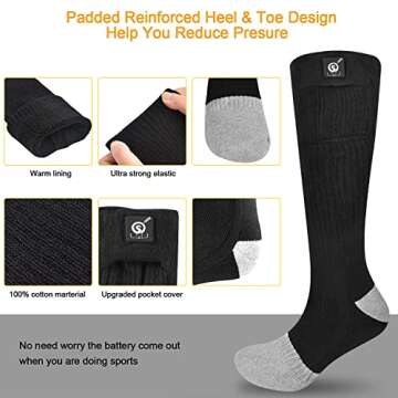Upgraded Rechargeable Electric Heated Socks,7.4V 2201mAh Battery Powered Cold Weather Heat Socks for Men Women,Outdoor Riding Camping Hiking Motorcycle Skiing Warm Winter Socks