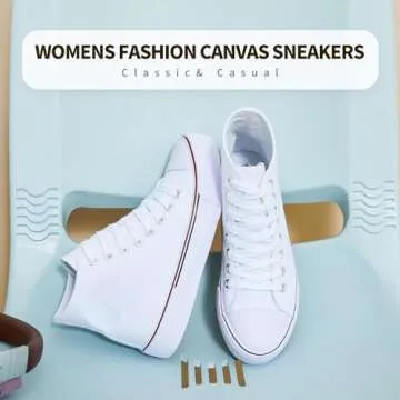 hash bubbie Unisex Fashion High top Sneakers Womens Classic High Tops Canvas Shoes Casual Tennis Shoes for Men(White,US5W/US3M)