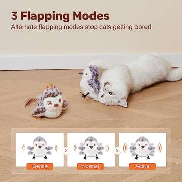 Potaroma Cat Toys 2 Pcs Flapping Sandpiper Pair-Mate, Lifelike Birds Chirp, Chargeable Touch Activated Kitten Fun Interactive Kitty Exercise with Catnip for All Breeds
