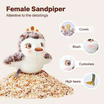 Potaroma Cat Toys 2 Pcs Flapping Sandpiper Pair-Mate, Lifelike Birds Chirp, Chargeable Touch Activated Kitten Fun Interactive Kitty Exercise with Catnip for All Breeds