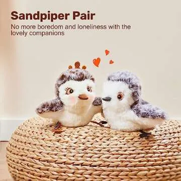 Potaroma Cat Toys 2 Pcs Flapping Sandpiper Pair-Mate, Lifelike Birds Chirp, Chargeable Touch Activated Kitten Fun Interactive Kitty Exercise with Catnip for All Breeds