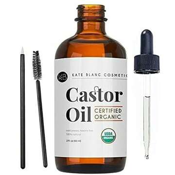 Kate Blanc USDA Organic Castor Oil 2oz for Eyelash & Hair Growth