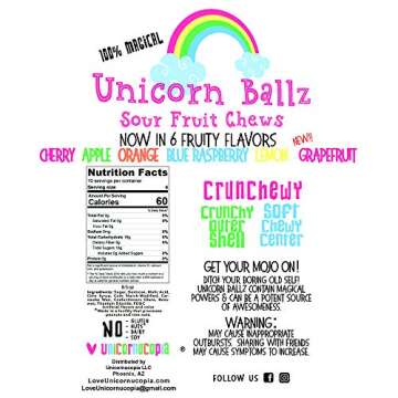 Unicorn Ballz Sour Candy - Fruity Rainbow Balls - Made in the USA - Unicorn Gifts - Bachelorette Gag Gift 9oz