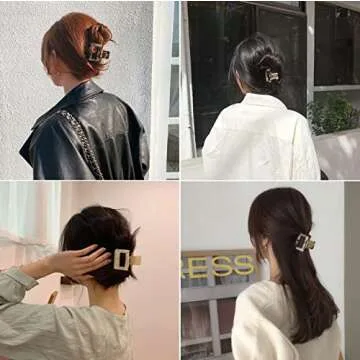 BetterJonny Medium Hair Claw Clips, 4Pcs Acetate Hair Clips Square Hair Jaw Clips Hair Accessories for Women, Tortoise Barrettes