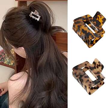 BetterJonny Medium Hair Claw Clips, 4Pcs Acetate Hair Clips Square Hair Jaw Clips Hair Accessories for Women, Tortoise Barrettes