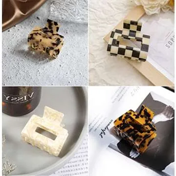 BetterJonny Medium Hair Claw Clips, 4Pcs Acetate Hair Clips Square Hair Jaw Clips Hair Accessories for Women, Tortoise Barrettes