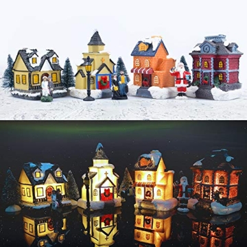 ZornRC Christmas Village Sets - Lighted Decorative Houses and Figurines