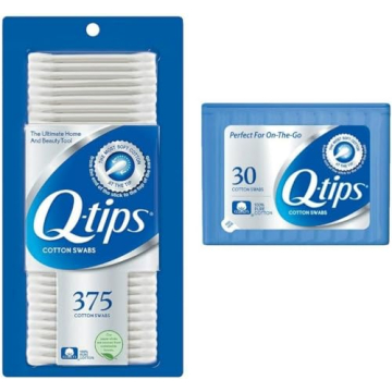 Q-Tips Cotton Swabs 375 Count + Travel-Size 30 Count - Original Cotton Swabs with Soft Cotton Tips, ...