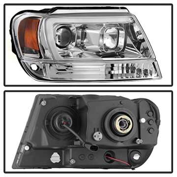 ACANII - For 1999-2004 Jeep Grand Cherokee LED Light Tube Halo Projector Headlights Headlamps Driver...
