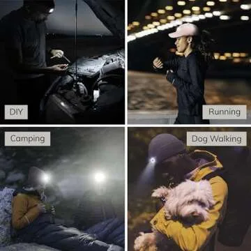 HEAD LIGHTZ Headlightz by Roq Innovation - Beanie with Light, Unisex LED Beanie Hat with Light Built in, Rechargeable, Leopard