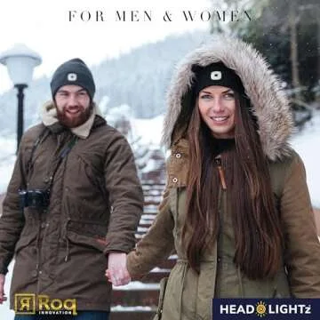 HEAD LIGHTZ Headlightz by Roq Innovation - Beanie with Light, Unisex LED Beanie Hat with Light Built in, Rechargeable, Leopard